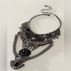 Free People Only Dreaming Statement Collar Necklace Hematite & Jet NWOT $88